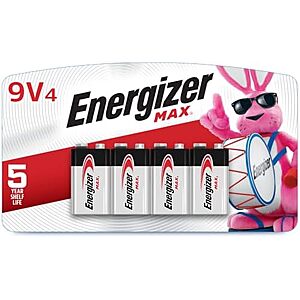 [SnS, AC] $4.94* | 4-Pk Energizer Max 9V Alkaline Batteries at Amazon