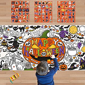72" x 30" Halloween Giant Coloring Poster w/ 90-Count Kids Stickers $6.99 + Free Shipping w/ Prime or on $35+