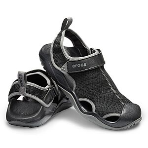 Crocs Men's Swiftwater Mesh Deck Sandals, Black, 9