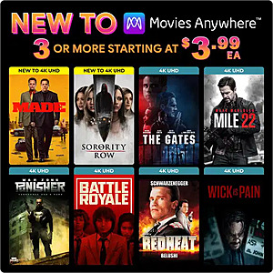 Lionsgate Digital Movies $3.99 wyb 3+