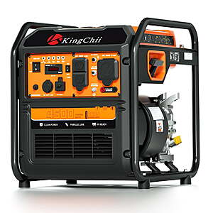 KingChii 4500W Inverter Generator Gas Powered, CO Sensor, ECO Mode, 30A RV Ready Outlet $289.95