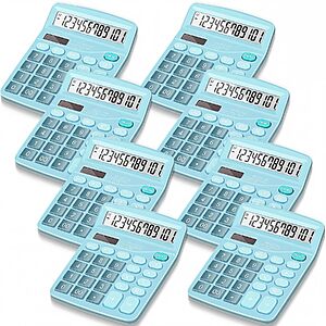 8-Pack Chapou 12-Digit Solar & Battery Desktop Calculator (Blue) $11.89 + Free Shipping w/ Prime or on $35+