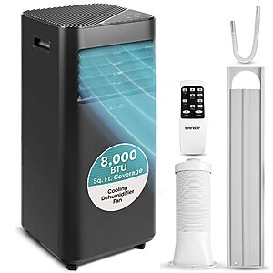 SereneLife 8,000 BTU Portable Air Conditioner | AC, Dehumidifier & Fan $199.9