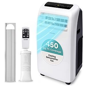 SereneLife Portable Air Conditioner 12,000 BTU with Built-in Dehumidifier - Portable AC unit for rooms up to 550 sq ft - Small AC Unit Remote Control $329.9