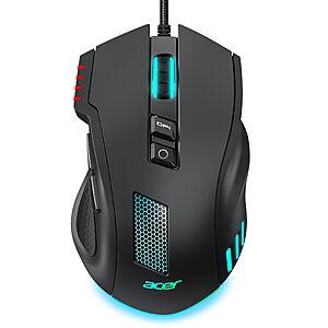 Acer Wired Gaming Mouse, 12,800 DPI RGB Ergonomic Computer Mouse for PC $17.99