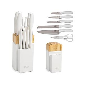 10-Piece Tasty Kitchen Knife Set w/ Block (White) $14.99 + Free Shipping w/ Prime