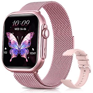 Women’s Smart Watch $20.99 – 1.83" Display, Call/Answer, 110+ Sports Modes, 2 Bands