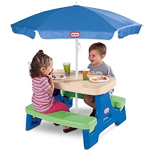 Little Tikes Kids Outdoor Portable Picnic Table w/ Umbrella (Blue & Green) $33.59 + Free Shipping