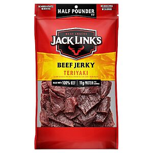 8-Oz Jack Link's Teriyaki Beef Jerky Half Pounder $6.90 w/ S&S + Free Shipping w/ Prime or on $35+