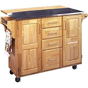 $128 FS AMAZON Homestyles General Line Mobile Kitchen Cart with Stainless Steel Top and Drop Leaf