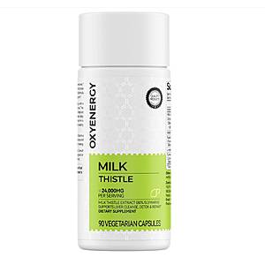 Prime: OxyEnergy Milk Thistle Liver Support Supplement 90 Vegetarian Capsules with 80% Silymarin $19.56 + Free Shipping