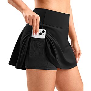 SANTINY Women's High-Waisted Pleated Skort w/ Pockets (various) $8.54 + Free Shipping w/ Prime or on $35+