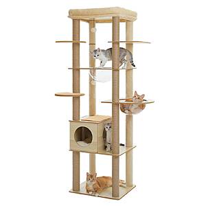 Aiwang Pet PAWZ Multi-Level Cat Tree for Indoor Wood Cat Tower with Scratching Posts XL AMT0201BK $83.5 + Free Shipping