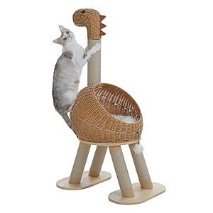 Aiwang Pet PAWZ Dinosaur Cat Tree Tower with Sisal Scratching Post Large Rattan Cat Condo $62.3 + Free Shipping