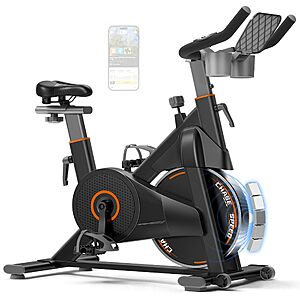 CURSOR FITNESS Magnetic Resistance Stationary Exercise Bike (Black/Orange) $142 + Free Shipping