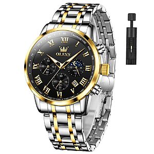 Amazon - OLEVS Men's Stainless Steel Analog Quartz Watch - $21.38 w/ Code