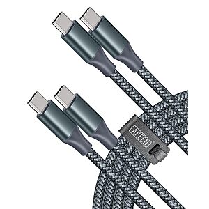 2-Pack 6' Apfen 60W USB-C to USB-C Fast Charging Cable (Grey) $2.99 + Free Shipping w/ Prime or on $35+