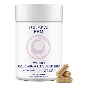 [S&S] Lunakai USA Made Hair Growth Supplement for Women, 90 Capsules $12.32