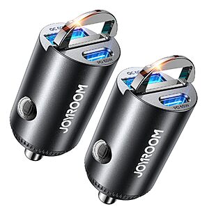2-Pack JOYROOM (up to 125W) Dual Port Car Charger (65W USB-C + 60W USB-A) $10.99 + Free Shipping w/ Prime or on $35+