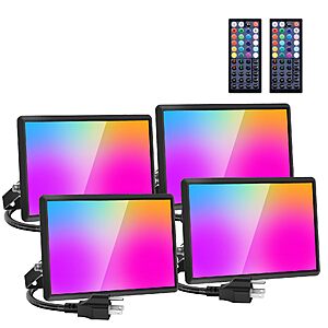 Amazon - Olafus 4-Pack 40W RGB Flood Lights w/ Remote - $34.99 w/ Code + Coupon