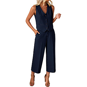 Amazon - luvamia Women's 2-Piece Vest & Wide-Leg Pant Suit - $27.99 w/ Code