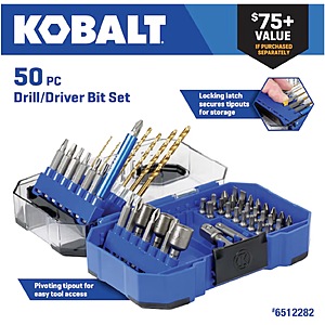 Kobalt 50-Piece Titanium HSS Twist Drill Bit Set (89389) $19.98 + Free Shipping