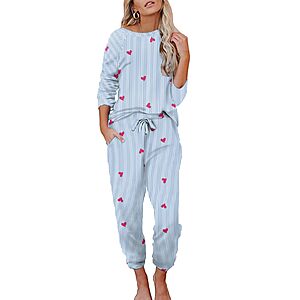 Ekouaer Womens Pajamas Set Long Sleeve Loungewear Soft Joggers with Pockets $13.99