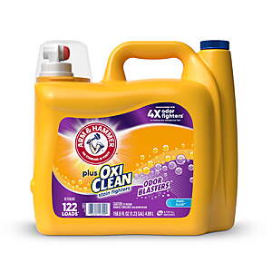 ARM & HAMMER Plus OxiClean with Odor Blasters Liquid Detergent, Fresh Burst, 158.6 fl oz, 122 Loads + $3 WMCB $12.48