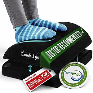 ComfiLife Foot Rest for Under Desk at Work – Adjustable Height Memory Foam Foot Stool for Under Desk, Office Chair & Gaming Chair $34.19