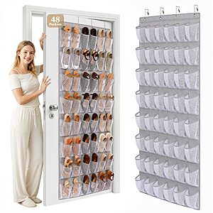 Ordovibe 48-Pocket Over the Door Mesh Shoe Organizer (Gray) $9.99 + Free Shipping w/ Prime or on $35+
