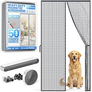 38" x 84" Sjuznng Magnetic Screen Door Mesh w/ 50 Magnets $11.99 + Free Shipping w/ Prime or on $35+