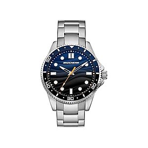 Skechers Men's Haymar 46mm Analog Watch w/ Blue Dial & Silver Metal Bracelet $29.99 + Free Shipping w/ Prime
