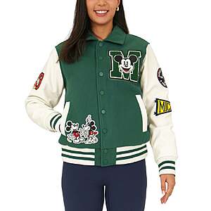 Disney Adult Unisex Varsity Jacket $62.99 Green or Black free Shipping Costco.com