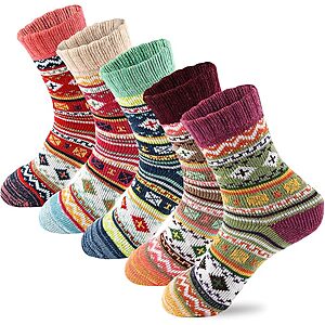 5-Pack Lkv Women's Wool Crew Socks (Multicolor-01) $4.99 + Free Shipping w/ Prime or on $35+