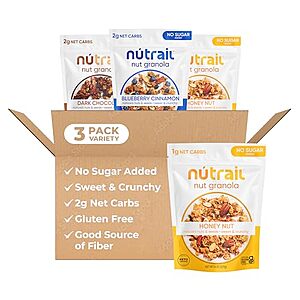3-Pack 8-Oz NuTrail Nut Granola Cereal Variety Pack $11.25 ($3.75 Each) w/ S&S + Free Shipping w/ Prime or on $35+