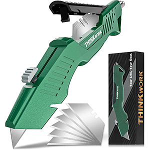 THINKWORK All-Metal Retractable Utility Knife Box Cutter w/ Blade Storage & Glass Breaker $4.99 + Free Shipping w/ Prime or on $35+