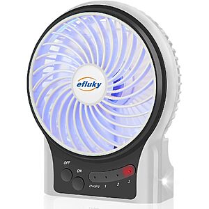4.9" efluky Mini Portable Desk Fan w/ 3 Speeds, LED Light & Rechargeable Battery (Various) $6.49 + Free Shipping w/ Prime or on $35+