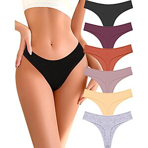 READY TO LOVE Cotton Breathable Thongs for Women (6 Pack ) XS-XL $5.94