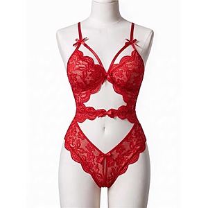 Avidlove Women's Cut-Out One-Piece Lingerie Lace Bodysuit (Various) $6.50 + Free Shipping w/ Prime or on $35+