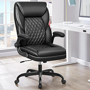 Marama Ergonomic Leather Office Chair w/ Flip-Up Armrests (Black) $58.99 + Free Shipping
