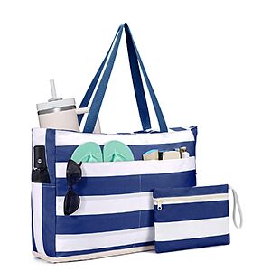 31L WANDF Sandproof Beach Zipper Tote Bag w/ Toiletry Pouch $9.99 + Free Shipping w/ Prime or on $35+
