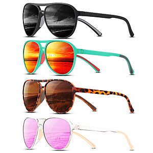 4 PACK Polarized Aviator Sports Style UV400 Protection Sun Glasses $11.89 AC