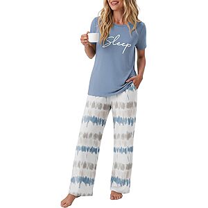 2-Piece PrinStory Women's Short Sleeve Crew Neck Pajama Set (Various) $11.99 + Free Shipping w/ Prime or on $35+