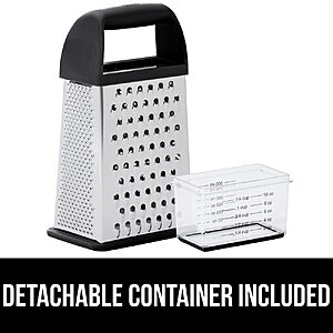 GORILLA GRIP® XL 4-Sided Stainless Steel BPA-Free Cheese Grater, Black, $12.58, Amazon