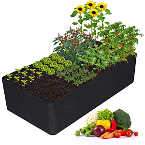 KLEWEE 6' x 3' 8-Grid Fabric Raised Garden Bed Grow Bag (Black) $9.02 + Free Shipping w/ Prime or on $35+