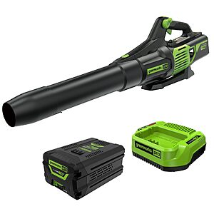 Greenworks 60V Electric Leaf Blower, 610 CFM, 2.5 Ah Battery and Charger $149.99
