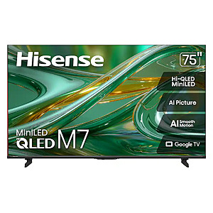 Hisense - 75" Class M7 MiniLED Series Hi-QLED 4K UHD Smart Roku TV (2026) Model: 75M7SR, $599.99, FS, Best Buy