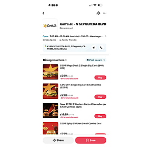 Carl's Jr 2 Big Carls for 5.99 CA locations $5.99
