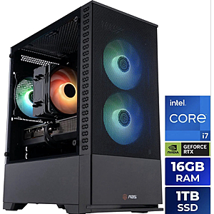 ABS Cyclone Aqua Prebuilt Gaming PC - Windows 11 - Intel Core i7-14700F - GeForce RTX 5060 Ti 16GB - DLSS 4 - 16GB DDR5 - 1TB NVMe SSD