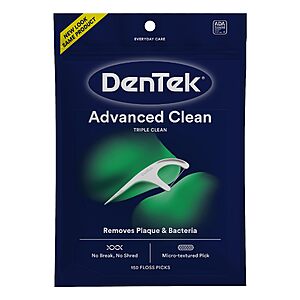 $2.29 or less S&S 40% off Q DenTek Floss Picks, Advanced Clean, Plaque Remover, 150 Count